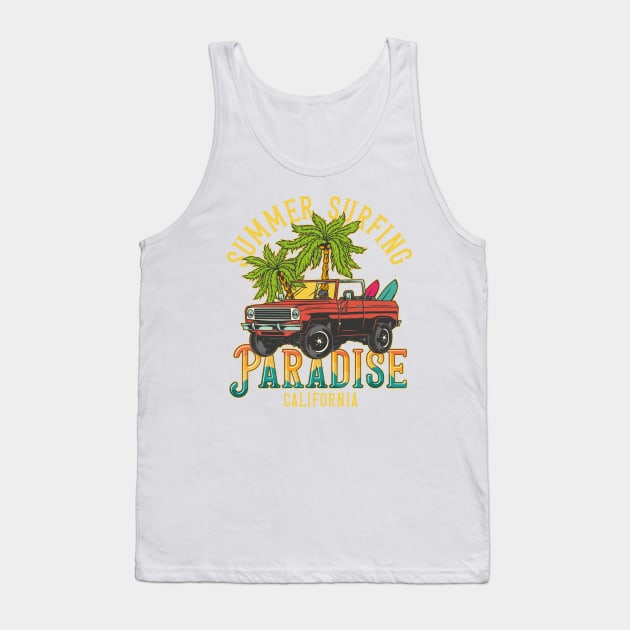 Summer Surfing Paradise California Tank Top by FlawlessSeams